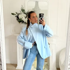 BLAZER ASYMETRIQUE BLEU CIEL