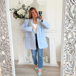 BLAZER BLEU COEURS OVERSIZE