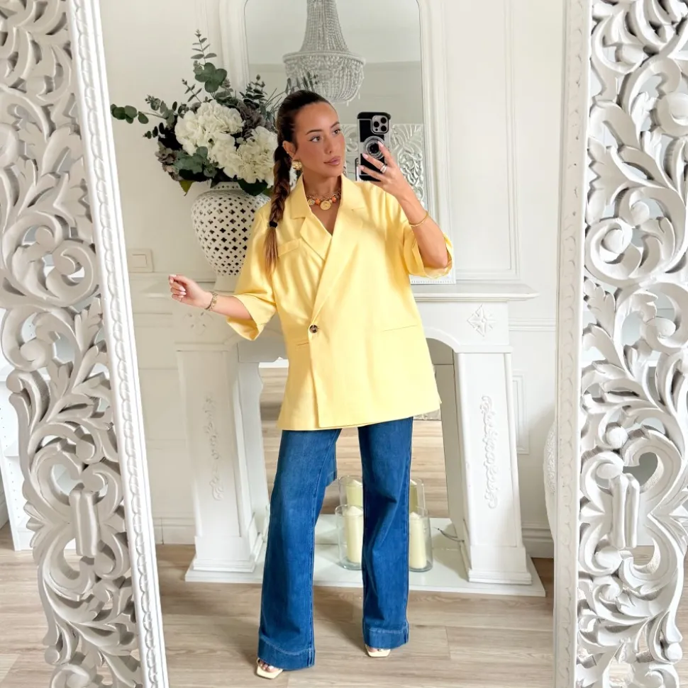 BLAZER JAUNE MANCHES COURTES