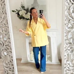 BLAZER JAUNE MANCHES COURTES