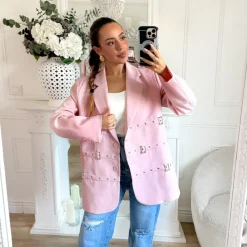BLAZER OVERSIZE BOUCLES PINK