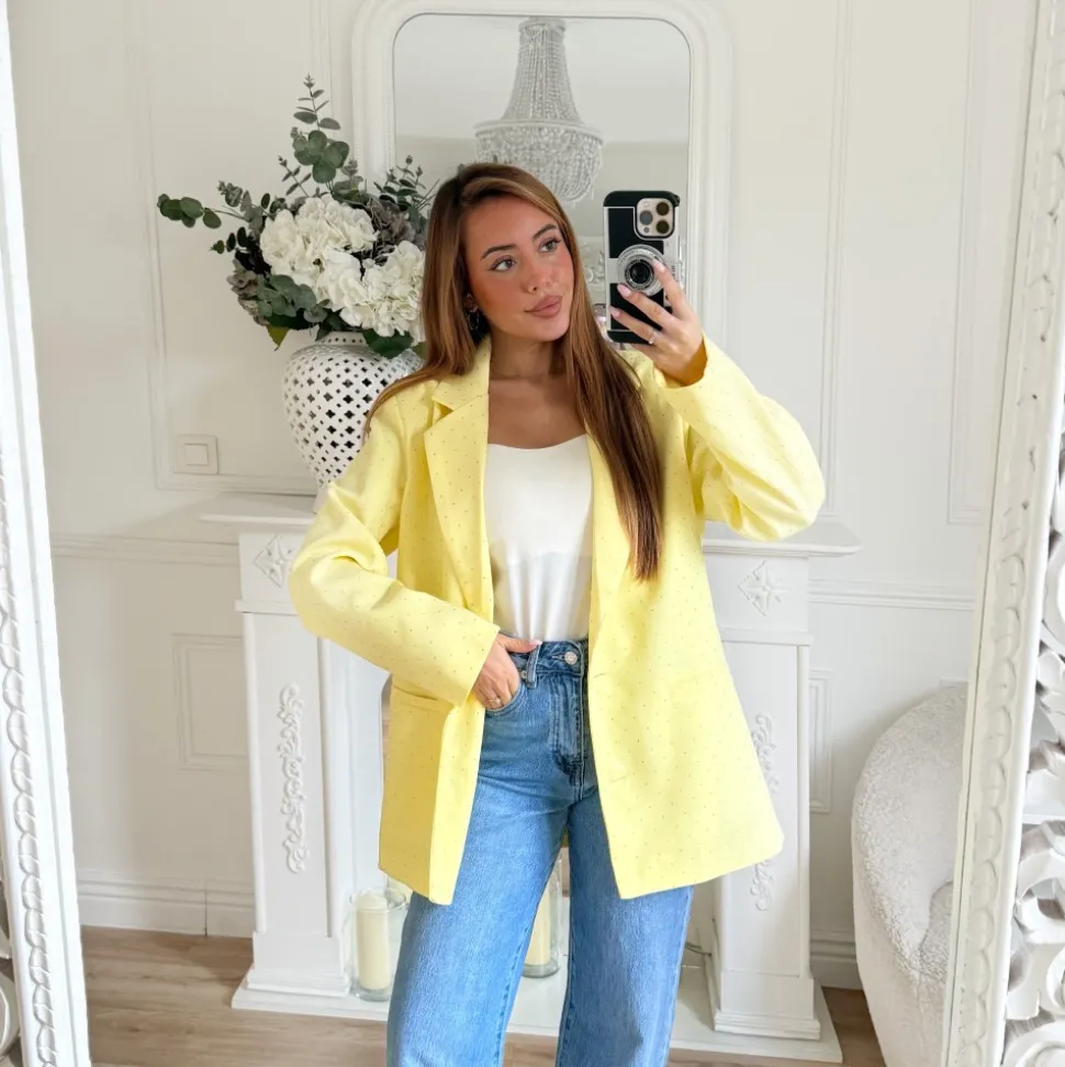 BLAZER OVERSIZE JAUNE STRASS