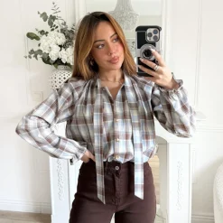 BLOUSE À CARREAUX CHOCO LILOU