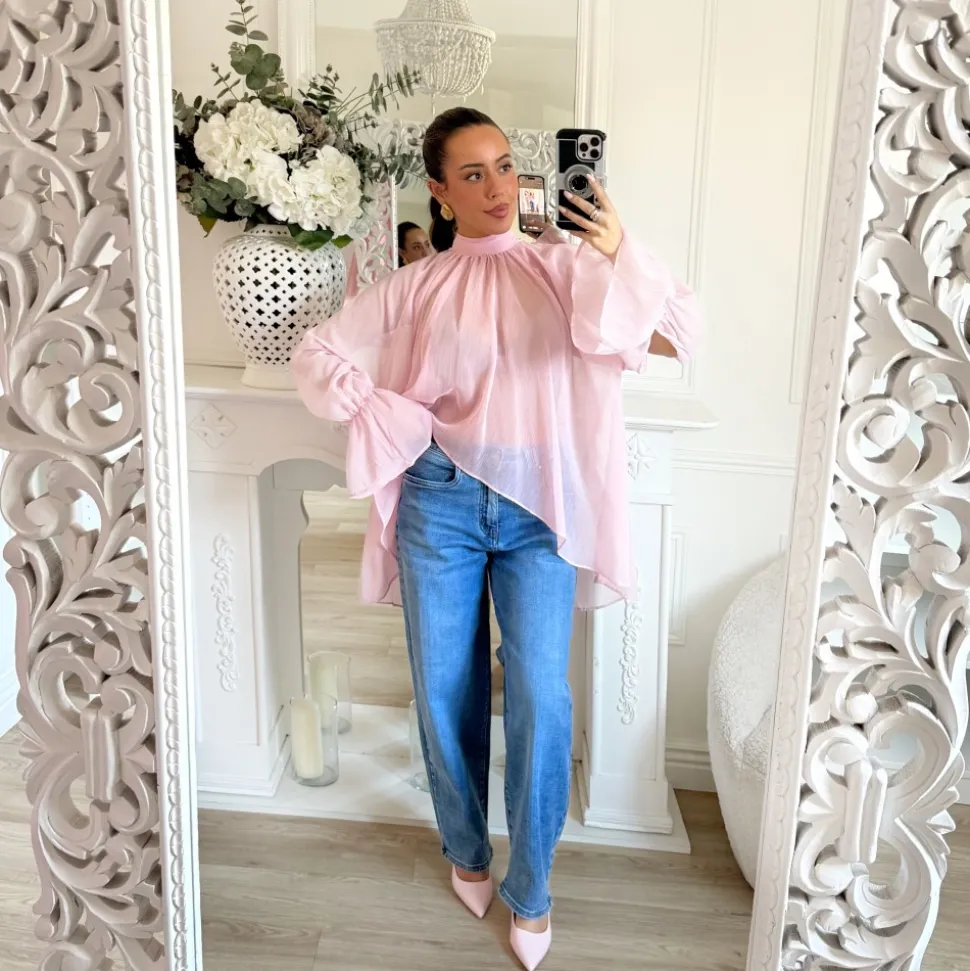 BLOUSE À NOUER DANS LE DOS PINK