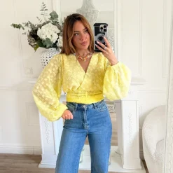 BLOUSE CACHE COEUR JAUNE