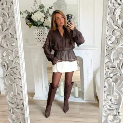 BLOUSE CHOCO DENTELLE EN VOILE