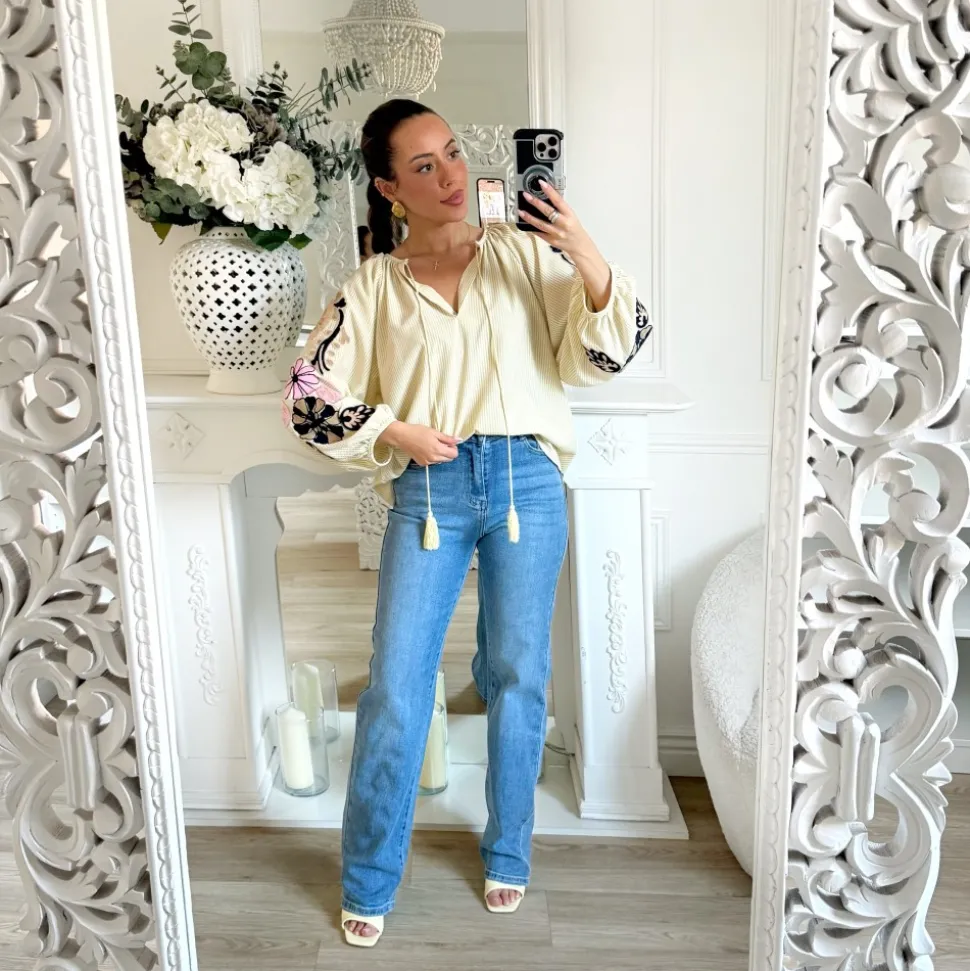 BLOUSE JAUNE BRODERIE