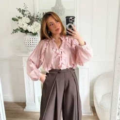 BLOUSE VIEUX ROSE VOLANTS OPHÉLIE