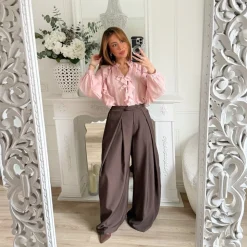 BLOUSE VIEUX ROSE VOLANTS OPHÉLIE