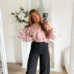 BLOUSE VIEUX ROSE VOLANTS OPHÉLIE