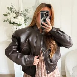 BOMBERS CHOCO CUIR GRAINÉ LYSANDRE