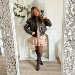 BOMBERS CHOCO CUIR GRAINÉ LYSANDRE