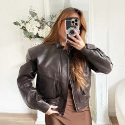 BOMBERS CHOCO CUIR GRAINÉ LYSANDRE