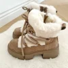 BOOTS FOURRURE TAUPE BEIGE