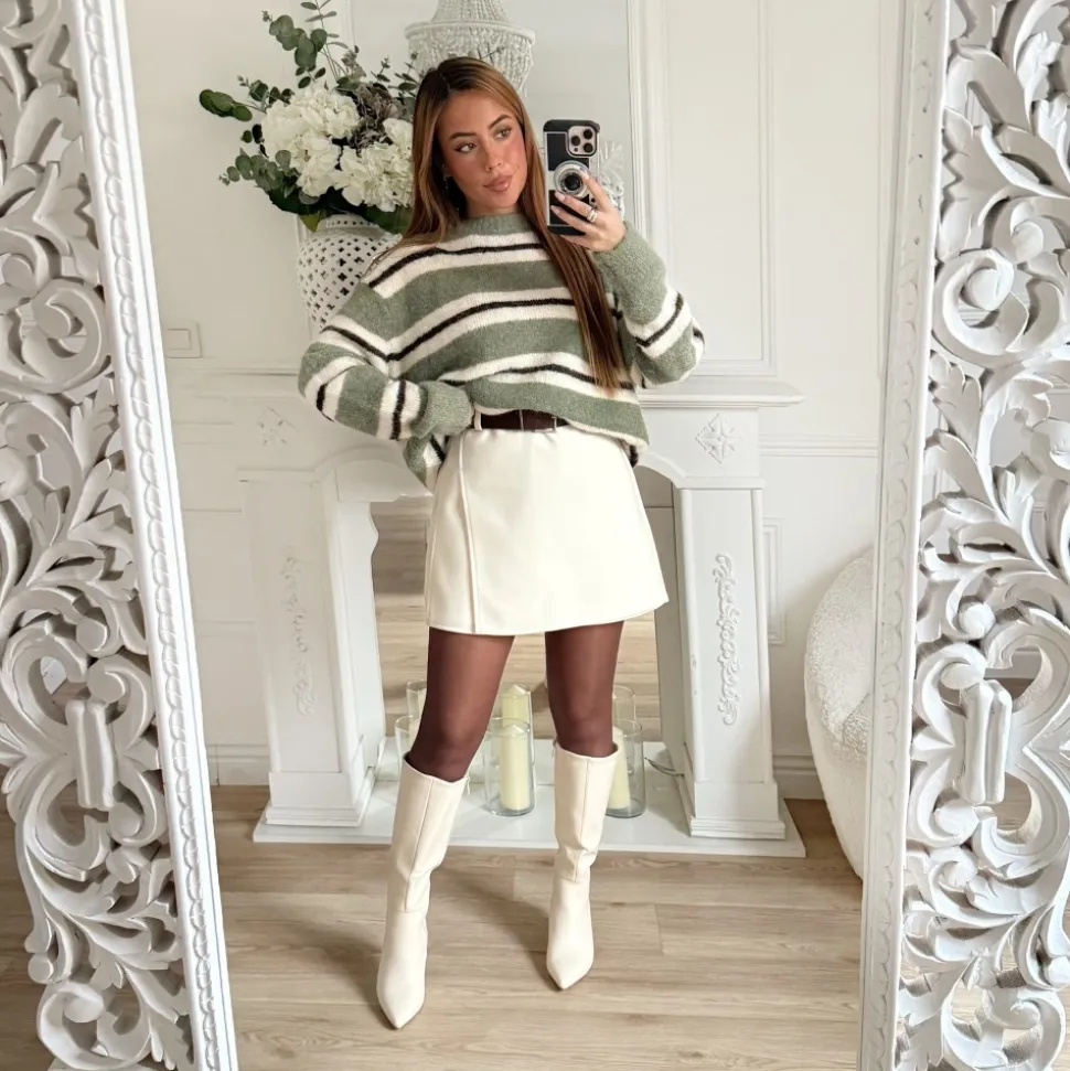 BOTTES SIMILI BEIGE PETITS TALONS