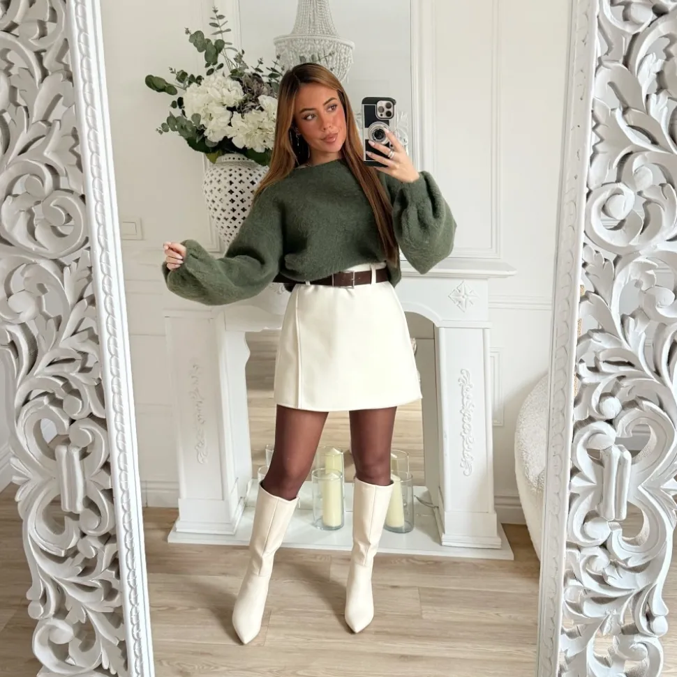 BOTTES SIMILI BEIGE PETITS TALONS