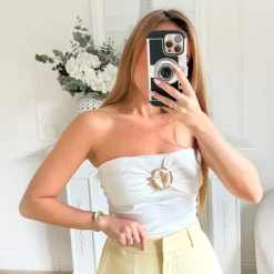 BUSTIER BLANC LYCRA BIJOU DORÉ