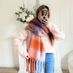 ÉCHARPE COLORÉE LILAS ORANGE