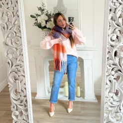 ÉCHARPE COLORÉE LILAS ORANGE