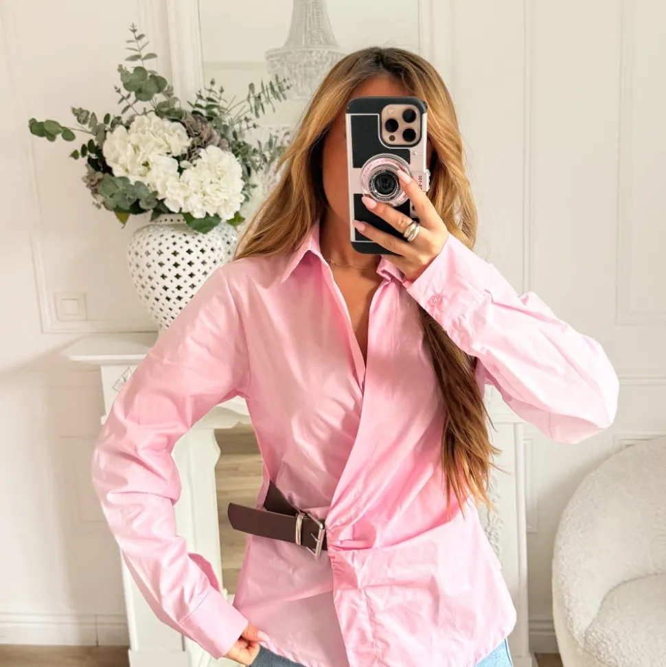 CHEMISE ASYMETRIQUE CEINTURE PINK
