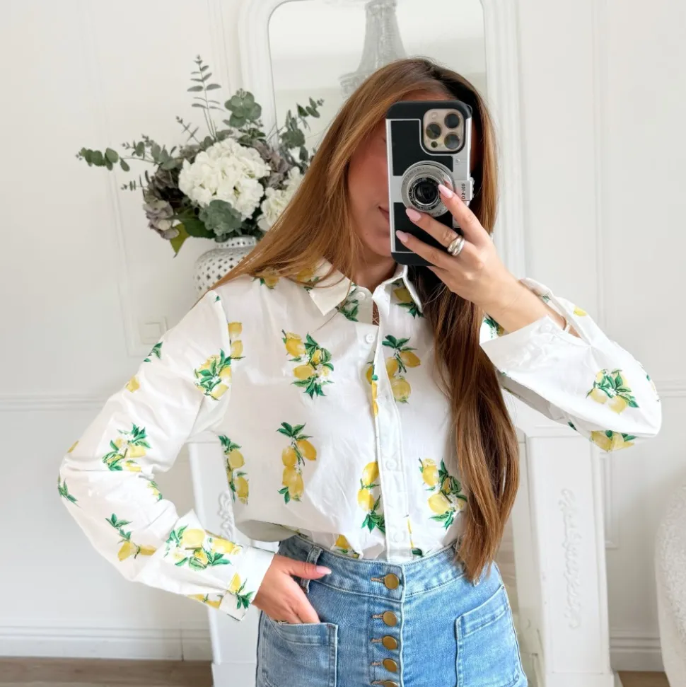 CHEMISE BLANCHE MOTIFS CITRONS