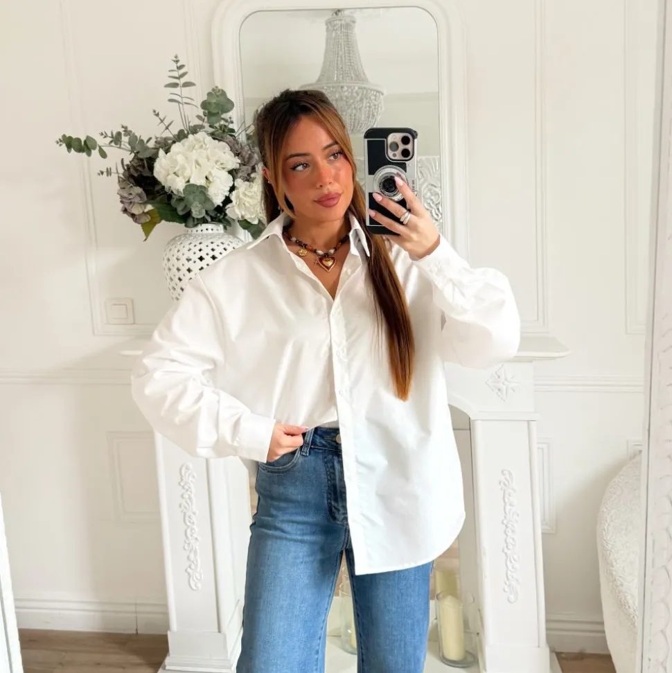 CHEMISE BLANCHE OVERSIZE SOHO LÉOPARD