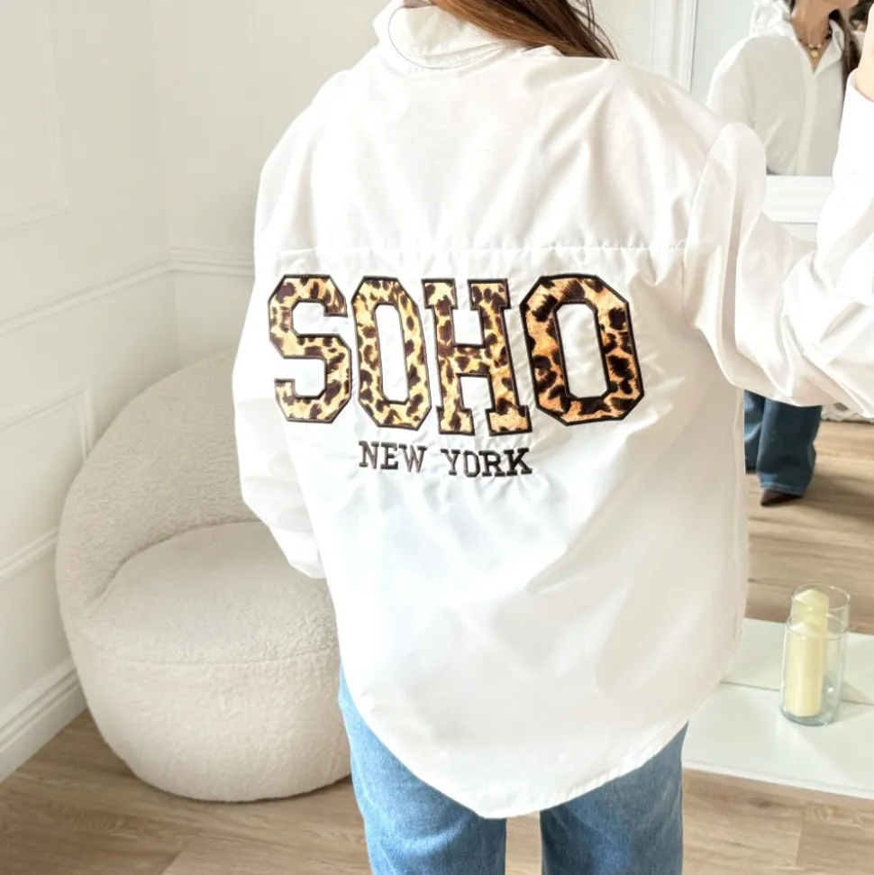 CHEMISE BLANCHE OVERSIZE SOHO LÉOPARD