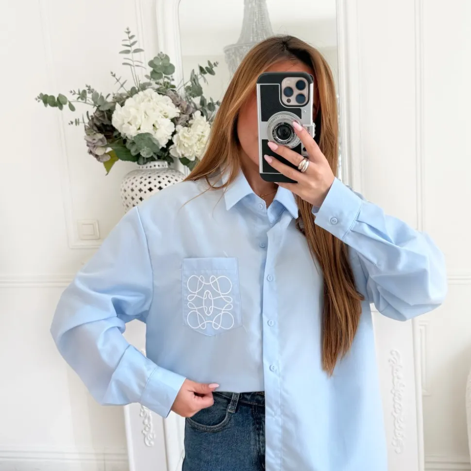 CHEMISE BLEU CIEL LOGO