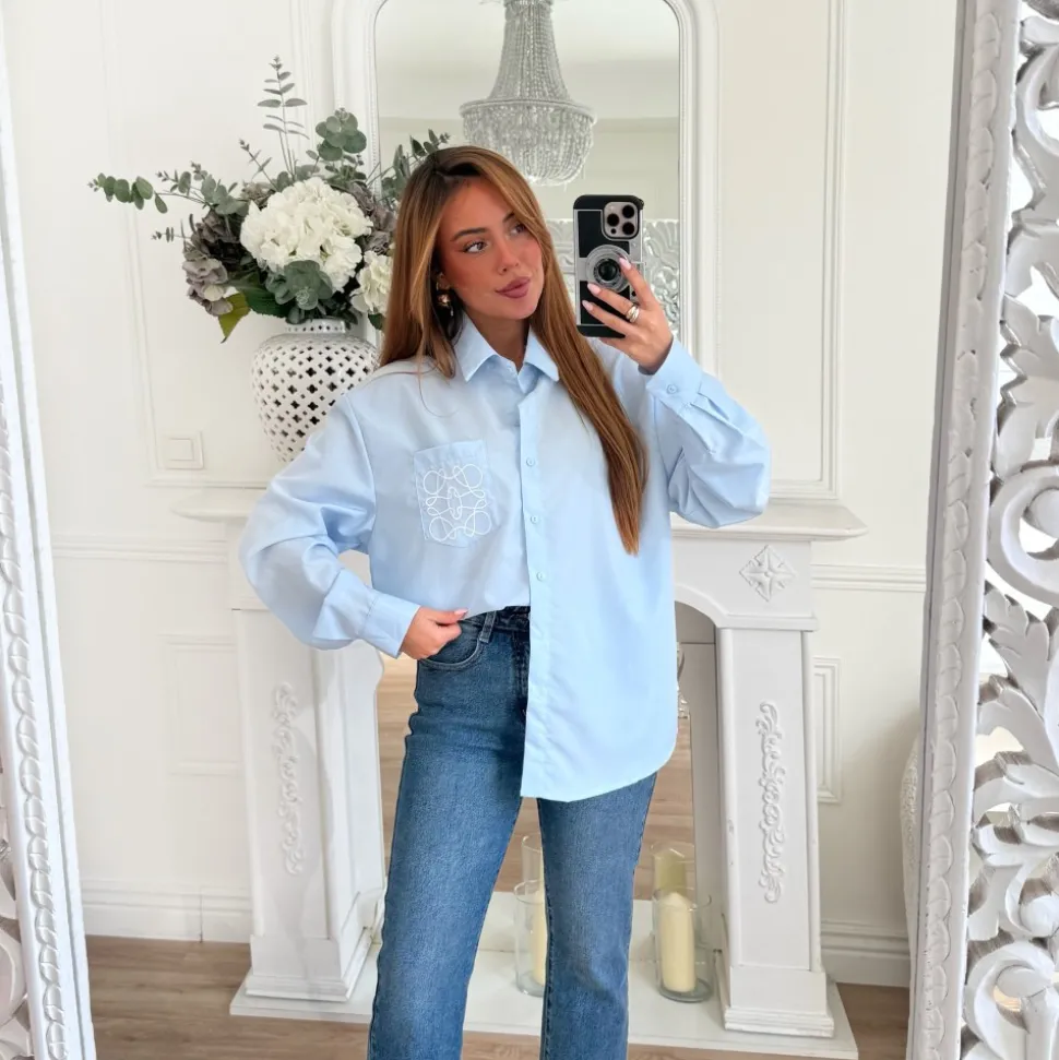 CHEMISE BLEU CIEL LOGO