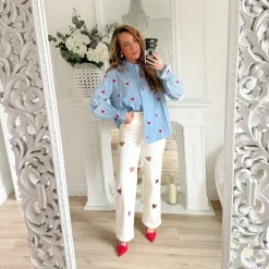 CHEMISE BLEUE COEURS ROUGES