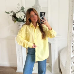 CHEMISE JAUNE PERLES