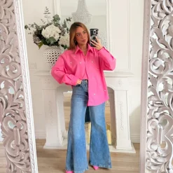 CHEMISE OVERSIZE FUSHIA COEURS