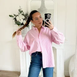 CHEMISE RAYURES PINK ÉCRITURES DANS LE DOS