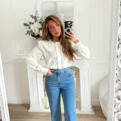 CHEMISIER BLANC COL CLAUDINE