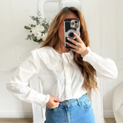 CHEMISIER BLANC COL CLAUDINE