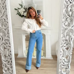 CHEMISIER BLANC COL CLAUDINE