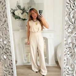 COMBINAISON BEIGE EN LIN BIJOUX