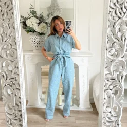 COMBINAISON EN JEAN BRODERIE ANGLAISE