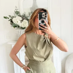 COMBINAISON EN LIN KAKI BIJOUX