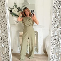 COMBINAISON EN LIN KAKI BIJOUX