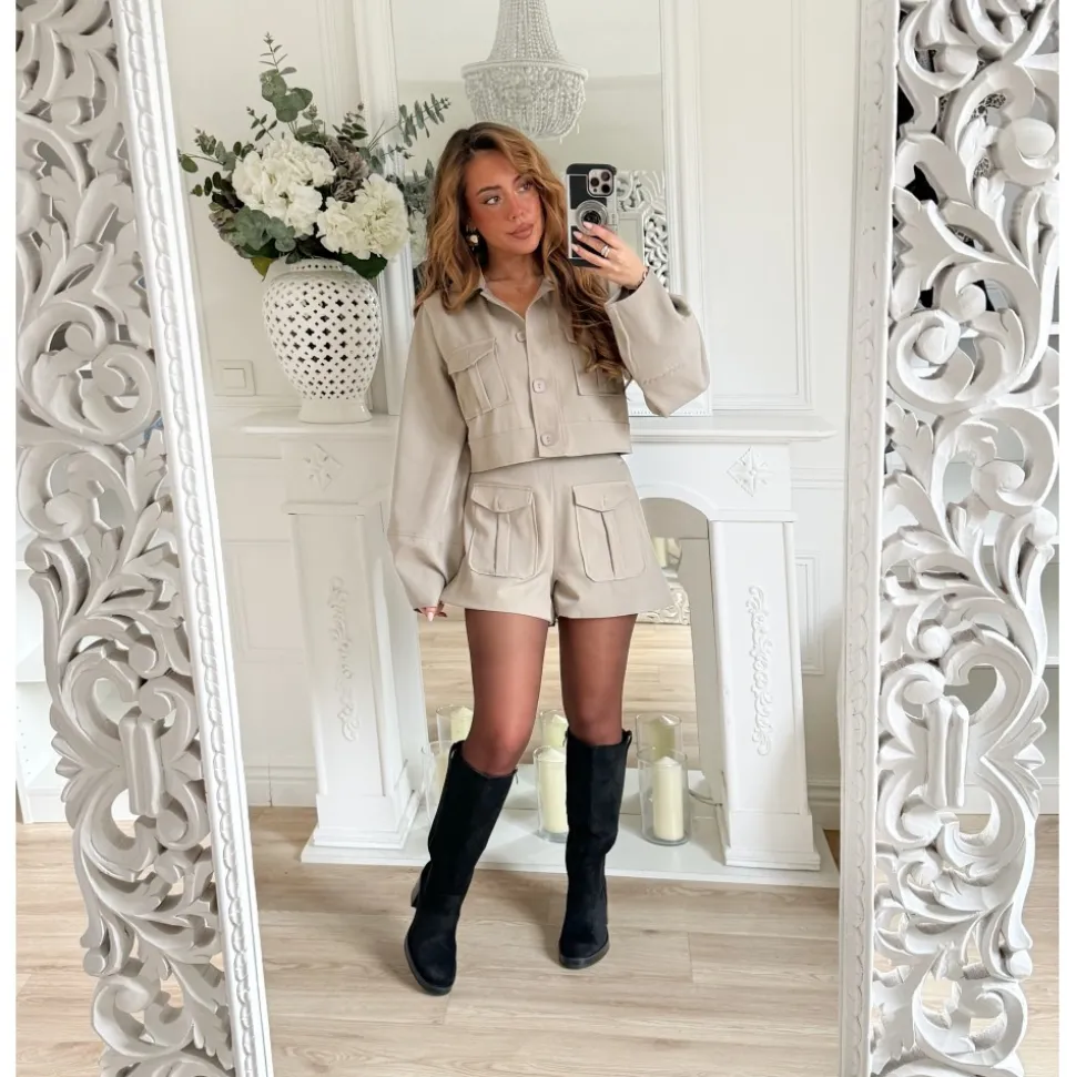 ENSEMBLE BLAZER SHORT TAUPE