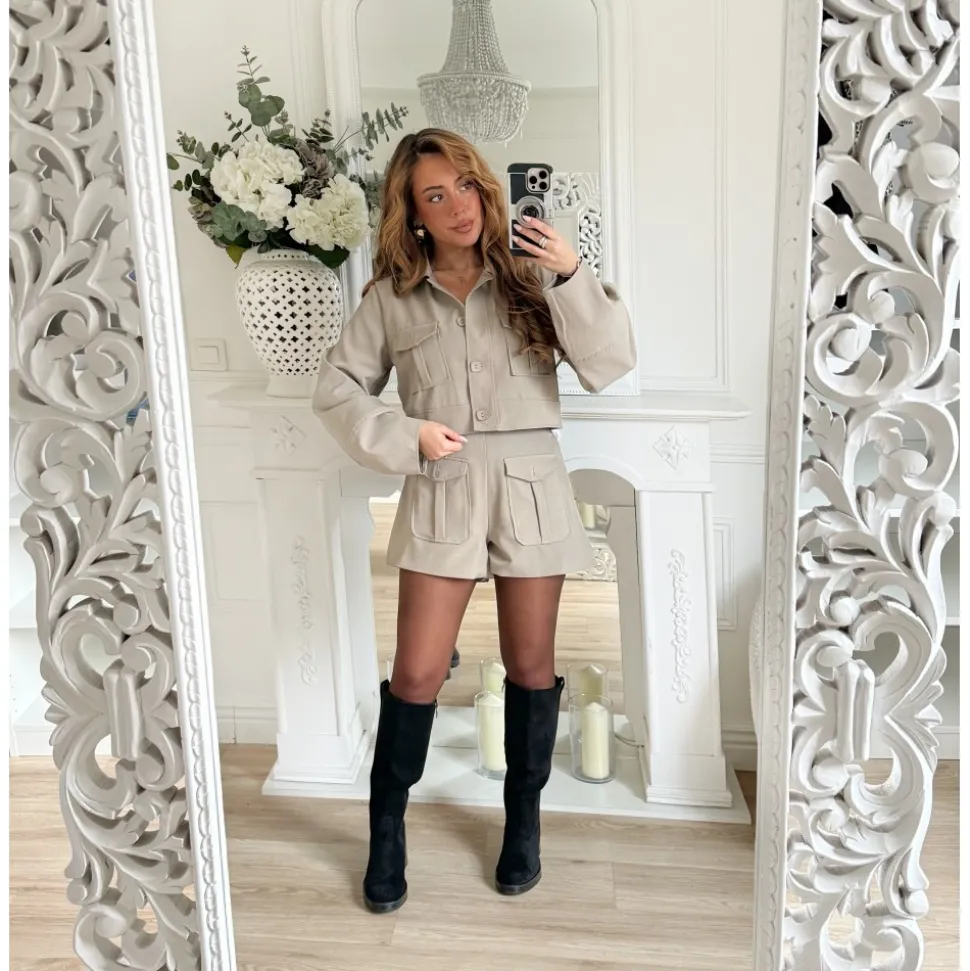 ENSEMBLE BLAZER SHORT TAUPE