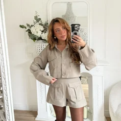 ENSEMBLE BLAZER SHORT TAUPE