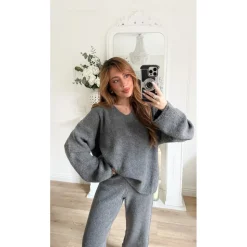 ENSEMBLE EN MAILLE GRIS FÉLICIE