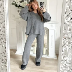 ENSEMBLE EN MAILLE GRIS FÉLICIE