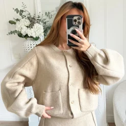 ENSEMBLE GILET ET JUPE TAUPE LORINE