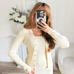 ENSEMBLE GILET ET ROBE BEIGE LINA