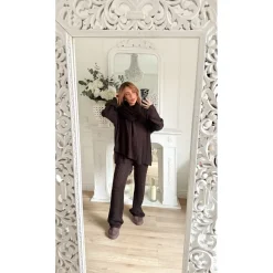ENSEMBLE PANTALON PULL ET ÉCHARPE CHOCO EMMA