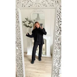 ENSEMBLE PANTALON PULL ET ÉCHARPE BLACK EMMA