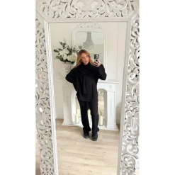 ENSEMBLE PANTALON PULL ET ÉCHARPE BLACK EMMA